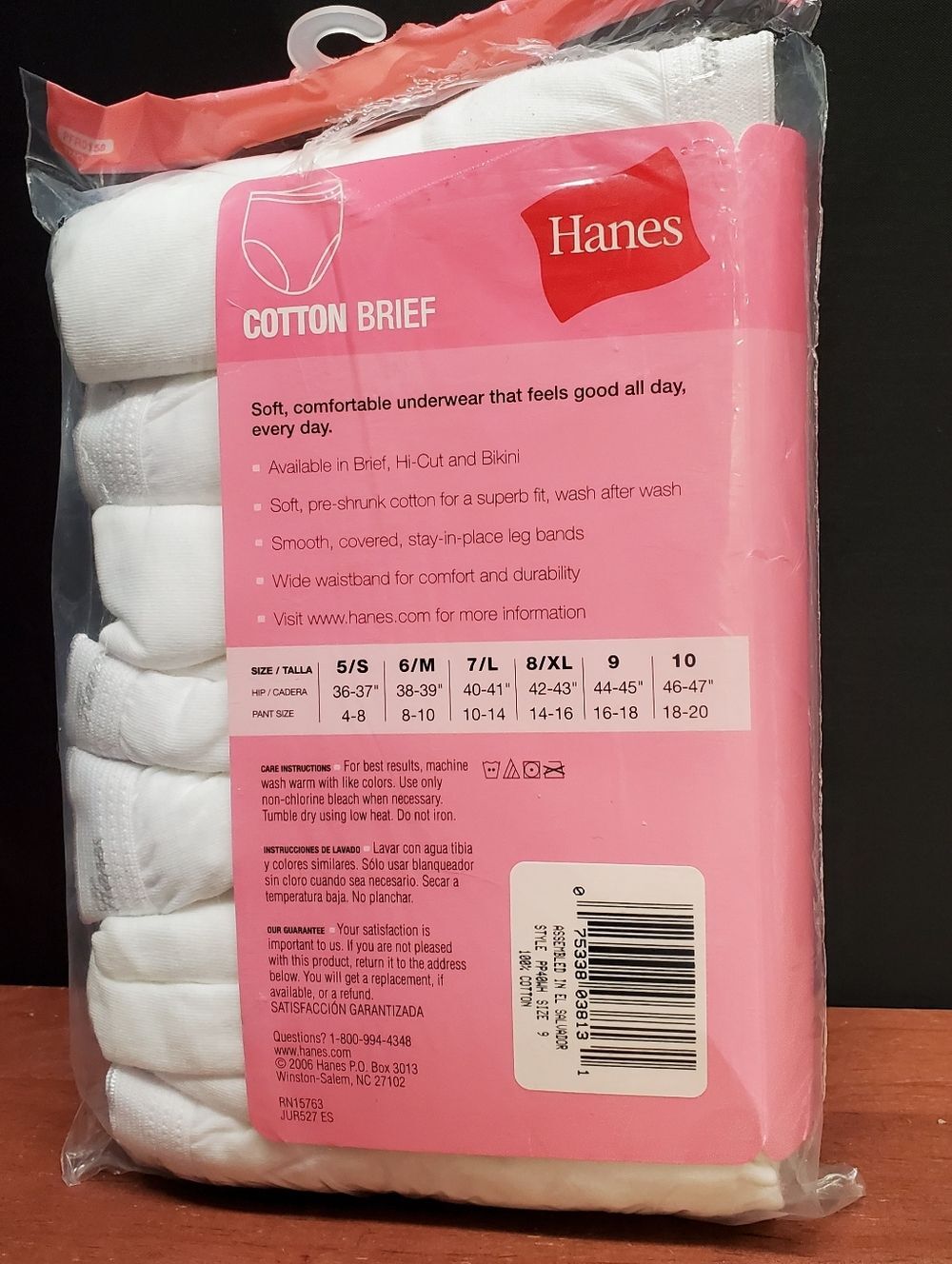 Vintage 2006 Hanes Briefs Ultra Soft 100% Cotton Ladies 6 Pack Size 9 - Picture 2 of 6